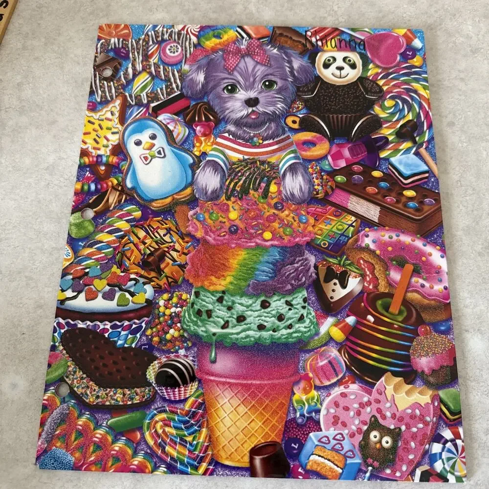 Lot Of 2 Lisa Frank folders Leopard Puppy Dog Ice Cream Treats 2014 Colorful ￼